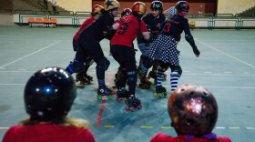 CaiRollers members play against each other on the handball courts of the Cairo International Stadium.