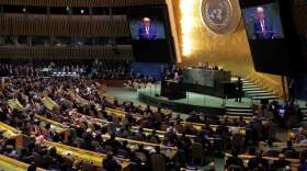 A general view as President Trump speaks during the 80th session of the UN’s General Assembly (UNGA) at the United Nations headquarters on September 23, 2025 in New York City. (Chip Somodevilla/Getty Images)