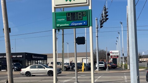 Gas was selling at $4.19 a gallon Wednesday at a BP station at Nappanee Street and California Road in Elkhart. AAA says the Indiana average for the day was $4.08 a gallon.