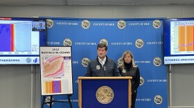 Erie County Executive Mark Poloncarz introduces a new tool designed to help residents track snowstorms, Nov. 21, 2025.