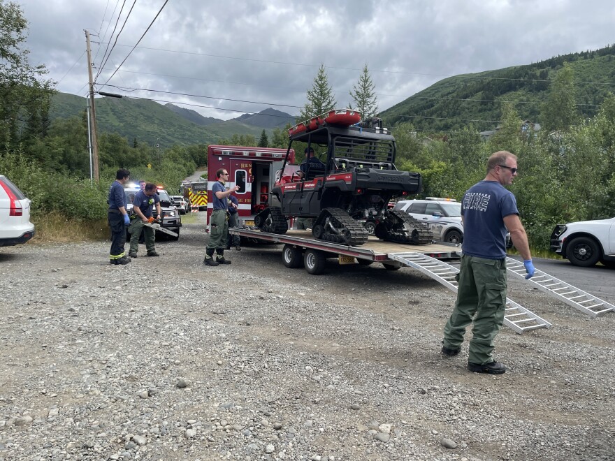 The Anchorage Fire Department responds to a bear mauling near the Dome Trail in Anchorage on July 22, 2025.