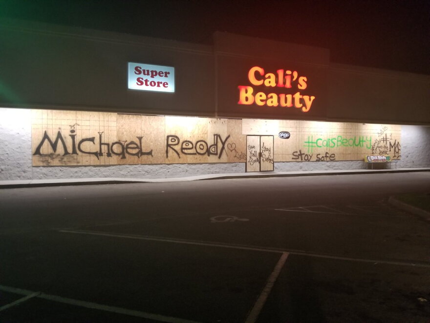 Cali Beauty, on Apalachee Parkway in Tallahassee, is one of many that has boarded up its windows in advance of Hurricane Michael. (10/10/18)