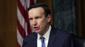 U.S. Sen. Chris Murphy (D-CT) questions U.S. Secretary of Homeland Security Alejandro Mayorka during a Senate Appropriations Subcommittee on Homeland Security hearing on Capitol Hill on May 04, 2022 in Washington, DC.