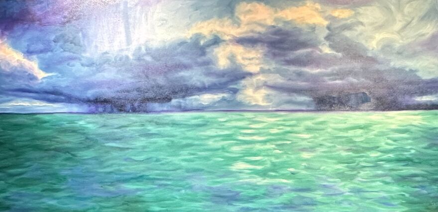 Juror Chris Meninni of Emily James Gallery chose Tara O'Neill's oil painting 'Summer Squall' in third place in 'Summertime' exhibition.
