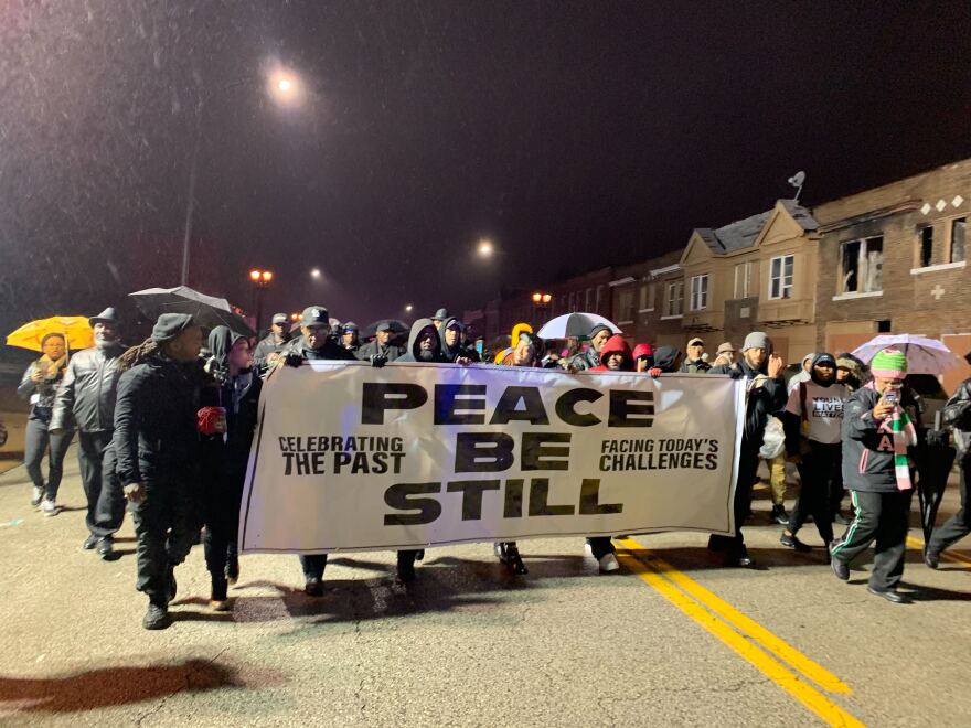 Community leaders, activists and clergy members marched east on Dr. Martin Luther King Drive to call for an end to gun violence in the St. Louis area.