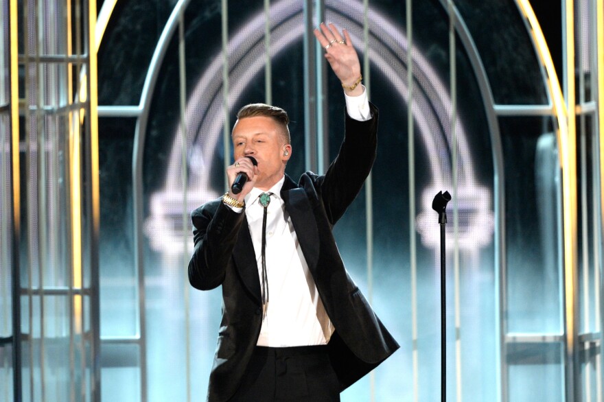 Macklemore performs during the 56th Grammy Awards at the Staples Center on Jan. 26, 2014 in Los Angeles.