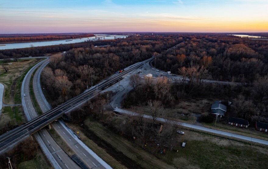Cairo sits between the Ohio River, left, and the Mississippi, right, at the southernmost tip of Illinois.