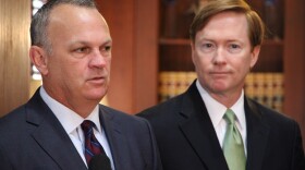 Florida House Speaker Richard Corcoran, left, announces in a joint press conference with Agriculture Commissioner Adam Putnam that Corcoran will not enter the 2018 gubernatorial race on May 9, 2018
