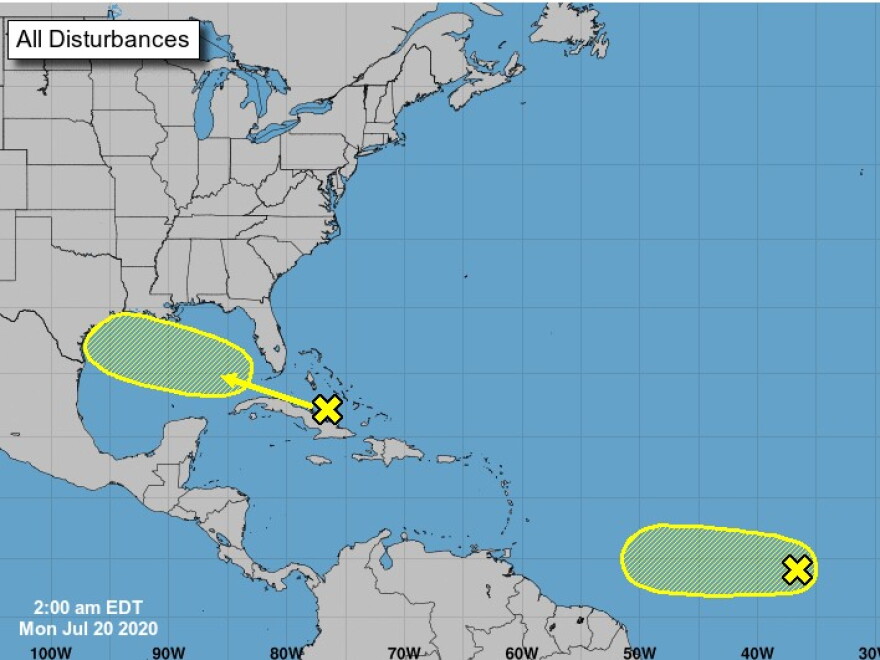 The first disturbance is a band of disorganized showers and thunderstorms over the central Bahamas and central Cuba and is likely to have some effect on Florida, said Florida Public Radio Emergency Network meteorologist Ray Hawthorne.