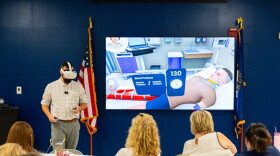 EKCEP IT Director Travis Winkler demonstrates new virtual reality software that will be used as part of the Career Pathfinder Network initiative. The software allows students to get virtual hands-on experience in different occupations.