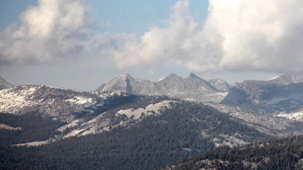 The Sierra Nevada, a 400-mile-long mountain range, primarily sits along California.