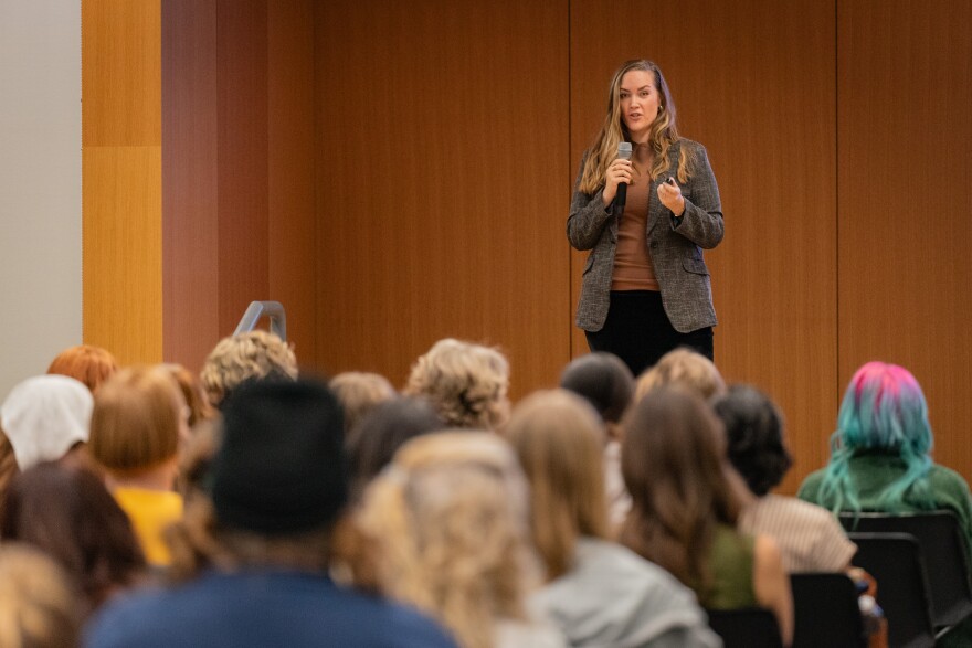 During her keynote speech, "More than a Body" author Lexie Kite told the audience to redefine health and fitness by paying attention to how they feel.