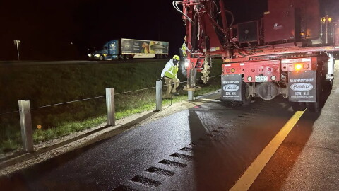 Guardrail and median work on Interstate 95 to improve safety along the stretch of highway from North Hampton to Portsmouth, New Hampshire.
