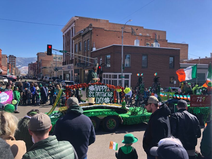 A St. Patrick's Day parade float in Butte, MT built by 729 Welding and Fabrication out of Dillon, March 17, 2023.