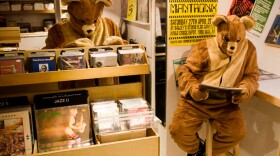 The 2 Bears' Joe Goddard and Raf Daddy in their natural habitat: the record store.