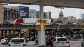 A Shell gas station sits next to the Texas State Capitol in Austin on Sept. 26, 2026.