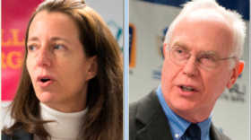 Ann Maceda, Arctic affairs officer with the State Department's Bureau of Oceans and Polar Affairs; and Larry Hinzman, UAF vice chancellor for research. (Greg Martin/Greater Fairbanks Chamber of Commerce)