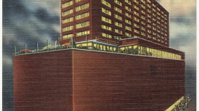 A postcard depicts an early representation of the Terrace Plaza Hotel.