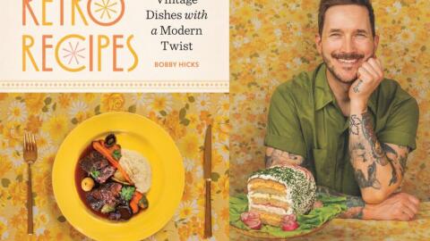 The cover of "Retro Recipes" and author Bobby Hicks. (Courtesy of The Countryman Press and Keiko Groves)