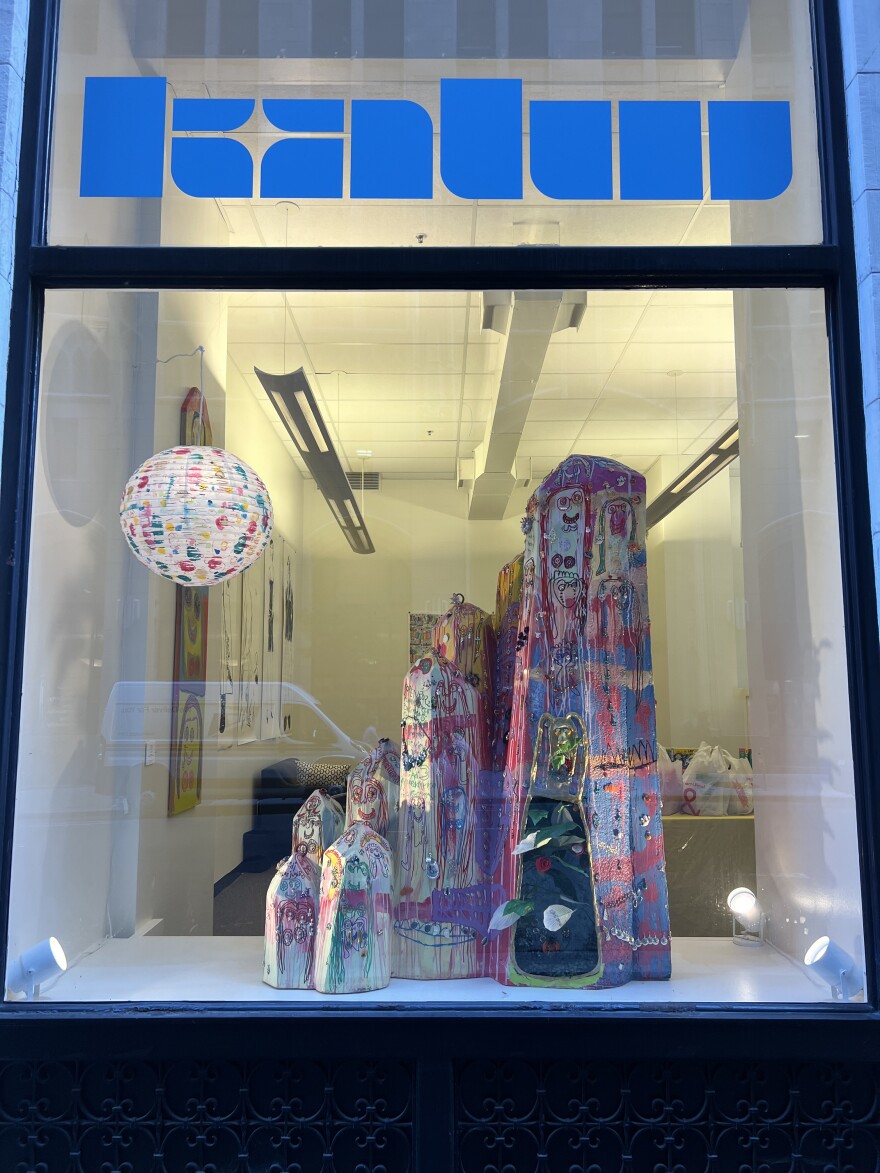 Creativity Explored art in KALW window @220 Montgomery