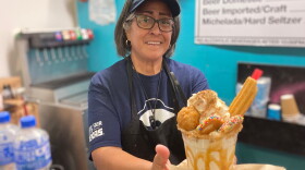  Denise de la Cruz shows off the Garza Family's latest win at the Big Tex Choice Awards--the Cha-Cha-Chata milkshake.