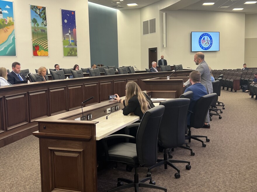 Sen. Jay Collins (R-Tampa) speaks on permitless concealed carry bill during the Senate Criminal Justice Committee meeting on Monday, Feb. 20, 2023.