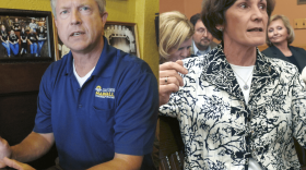 Rep. Roger Marshall and Kansas state Sen. Barbara Bollier. (John Hanna/AP)