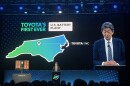 Ted Ogawa, President and CEO of Toyota Motor North America, speaks at a ceremony to mark the start of production at the company's Liberty, N.C. factory. The sprawling plant has hired more than 1200 employees and plans to eventually have about 5000 workers.