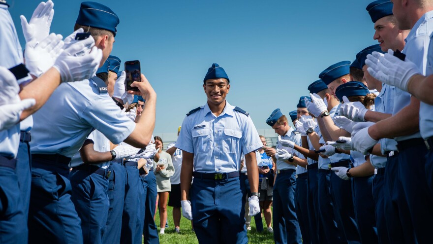Air Force Cadets celebrate Acceptance Day in August 2023, the day that marks completion of basic training. (Photo courtesy of Department of Defense)