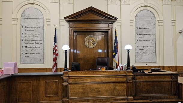 A courtroom at the Cherokee County Courthouse in Murphy, N.C.