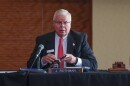 University of Wisconsin System President Jay Rothman prepares his materials before a UW Board of Regents meeting on Sept. 18, 2025, at Gordon Commons at UW-Madison in Madison, Wis.