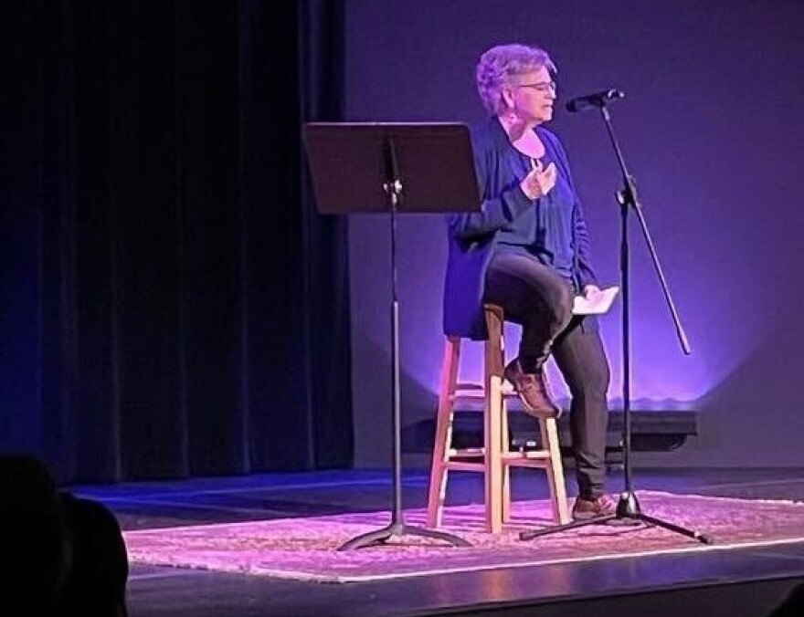 Rose Wild speaking at the latest Long Story Short event at 3S Artspace in Portsmouth, N.H.