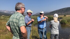 Congressman Mike Simpson, second from right, and his wife, Kathy, visit Marsh Creek in Custer County, where Chinook salmon spawn. (Courtesy of U.S. Rep. Mike Simpson/ Simpson.House.Gov)