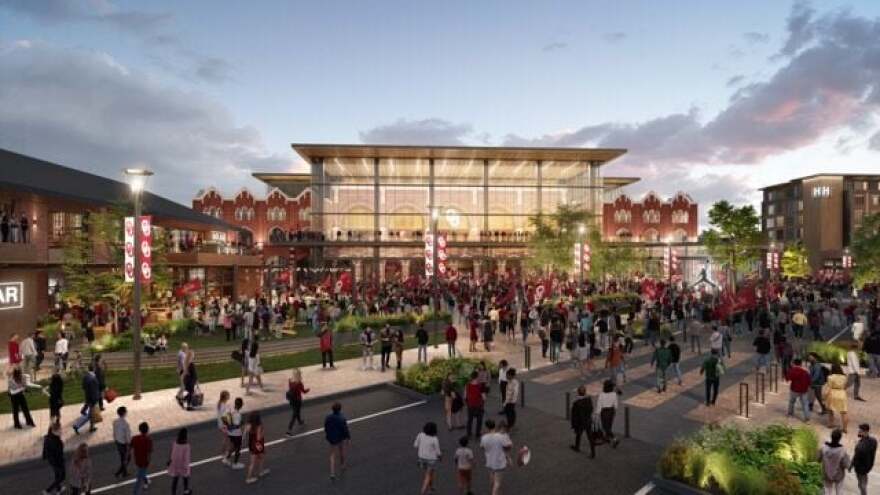Rendering of the OU arena at the proposed University North Park entertainment district.