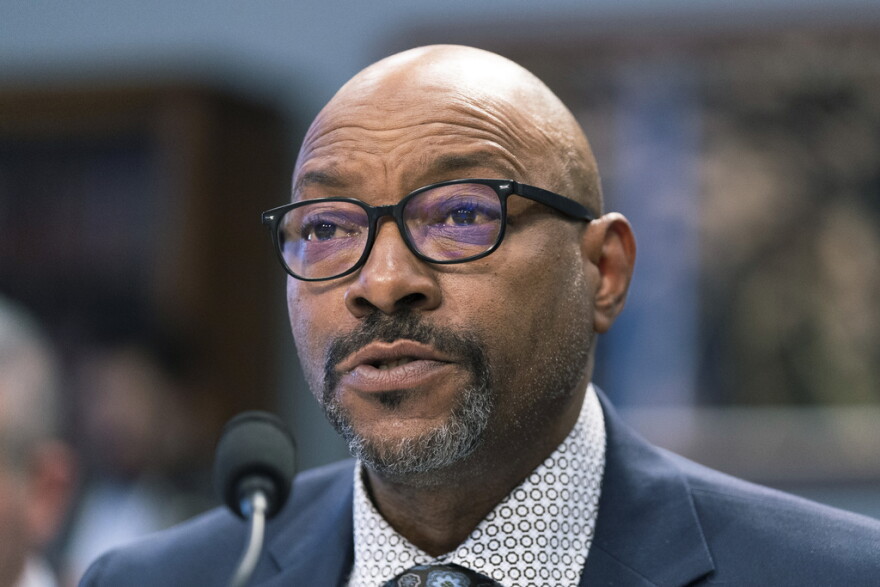 U.S. Immigration and Customs Enforcement acting director Tae Johnson testifies before the House Appropriations Subcommittee on Homeland Security on the FY2024 budget request for the agency, Tuesday, April 18, 2023, on Capitol Hill in Washington. (AP Photo/Manuel Balce Ceneta)