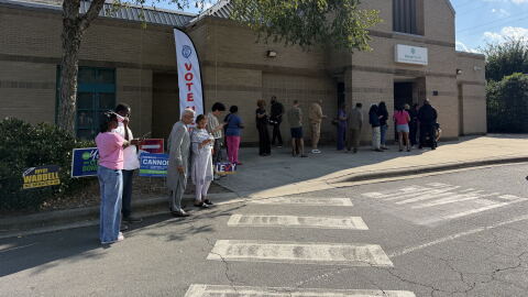 Long lines at University City early voting site.