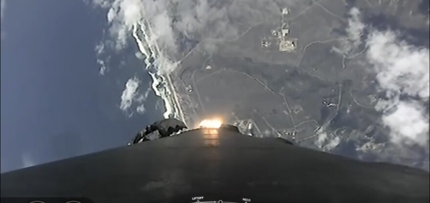 The view of the Central Coast from a SpaceX Falcon 9 rocket taking off from Vandenberg Space Force Base Wednesday afternoon.