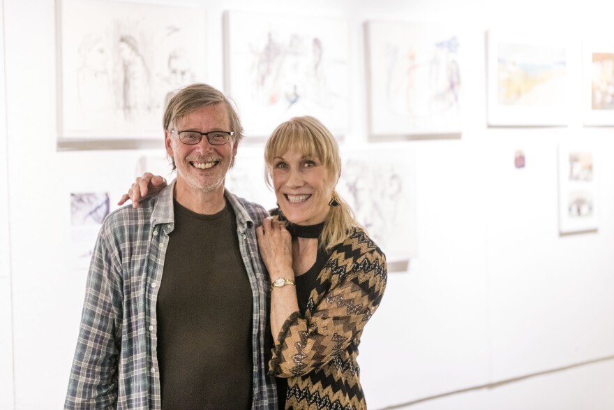 Peter Stevenson and Ro Brooks, executive director of the Monongalia Arts Center.