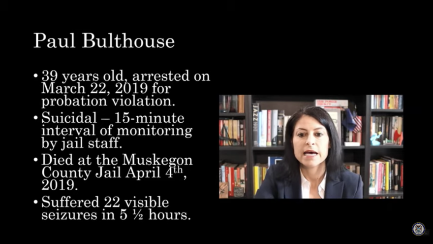 A screen capture of the Michigan Attorney General's presentation.