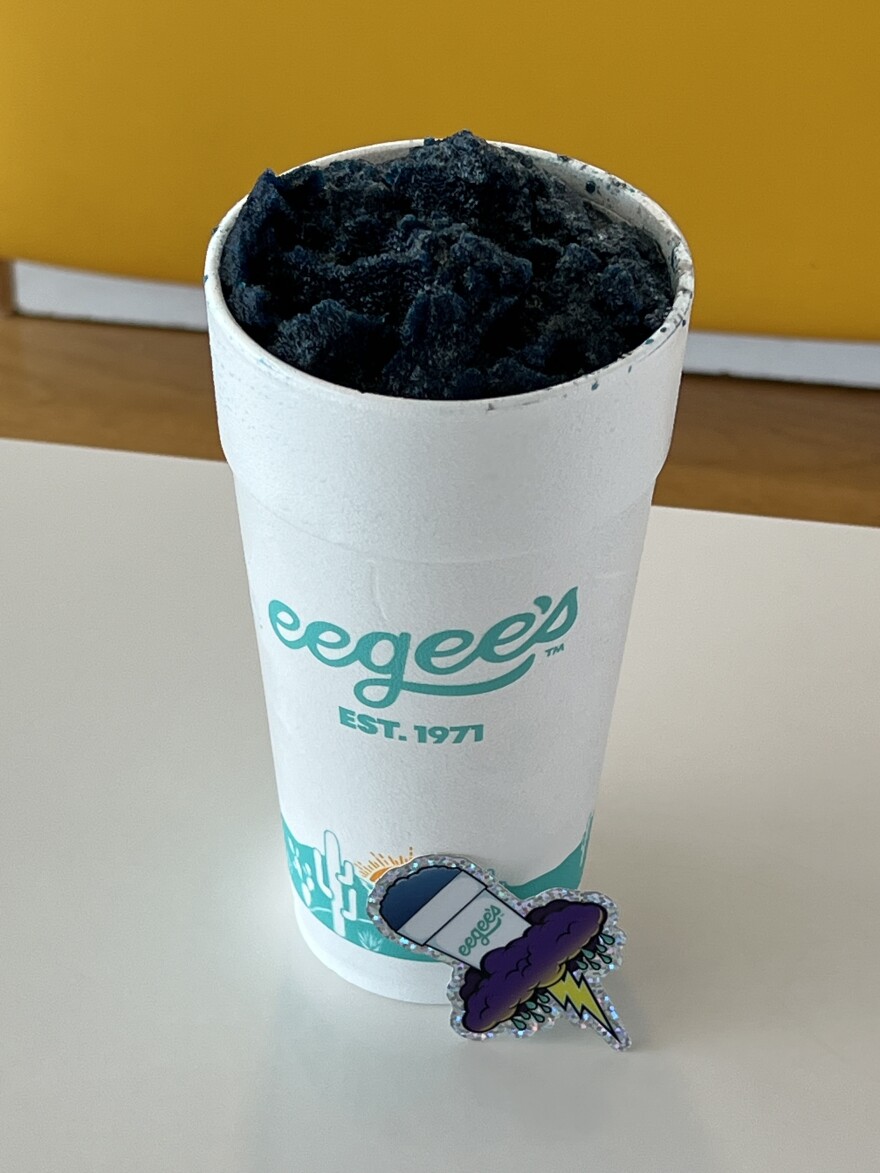 A drink and pin from Eegee's.