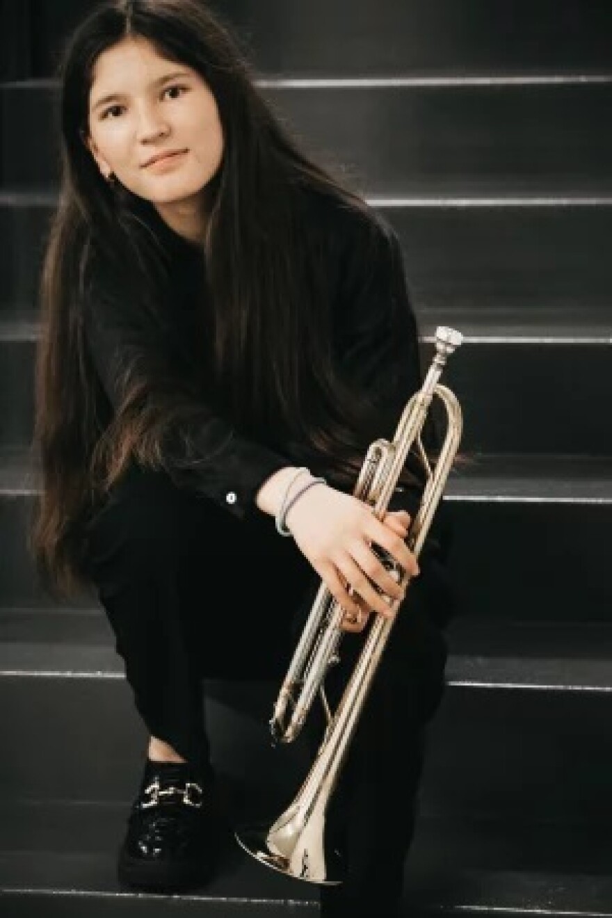 15-year-old trumpet player Zohra Ahmadi, a member of the Afghan Youth Orchestra.