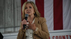 U.S. Sen. Marsha Blackburn addresses the crowd at a GOP "Get Out the Vote" rally in Chattanooga on Sunday, Oct. 4, 2026.