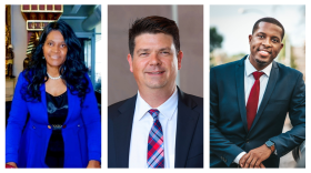 The three Tennessee Democrats who want to take on incumbent Gov. Bill Lee in this year's gubernatorial race — (from left) Carnita Atwater, Dr. Jason Martin, JB Smiley Jr.