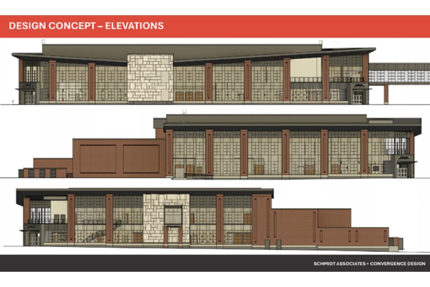 Facade rendering of the convention center expansion.