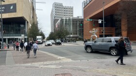 People walking in uptown Charlotte.