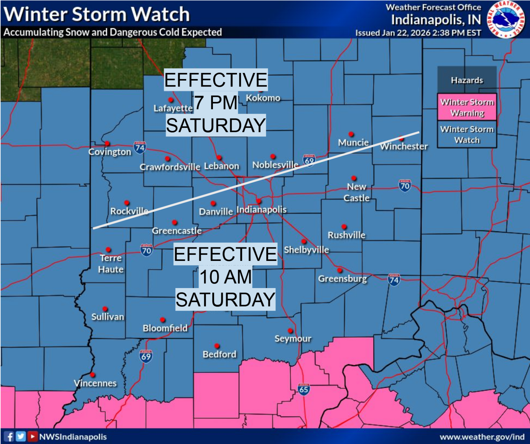 Winter storm watch in effect ahead of up to 7 inches of snow