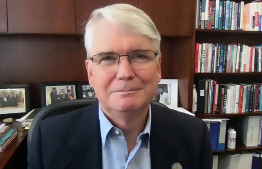 Bloomington Mayor John Hamilton during Tuesday's Zoom call.