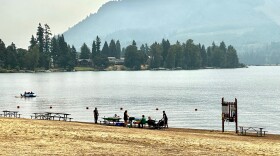 People at smoky beach. 