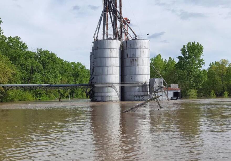 The main levee in Winfield failed Saturday morning, near the Pillsbury grain elevator on Pillsbury Road.