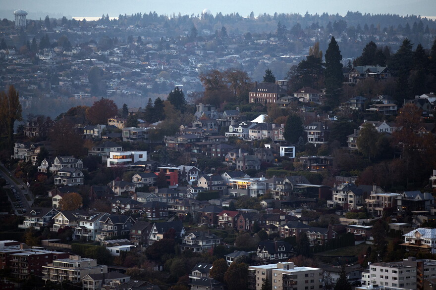 Homes in Queen Anne are shown from the Space Needle in November in Seattle. 